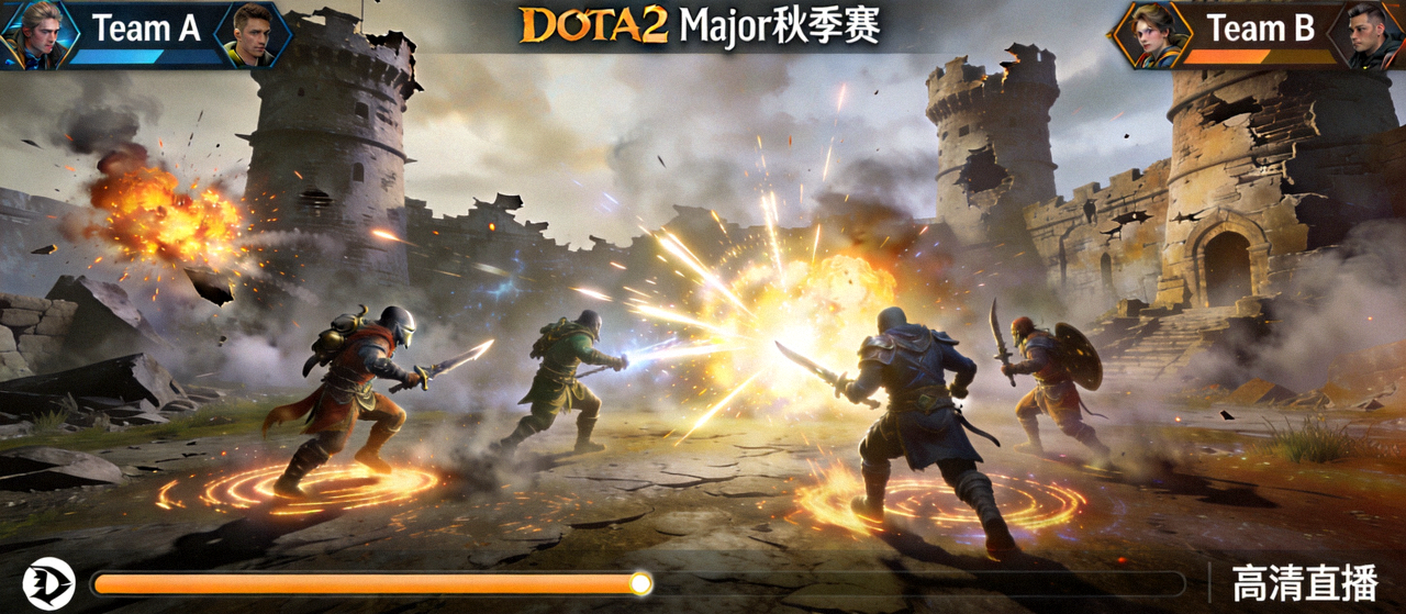 DOTA2 Major 秋季赛胜者组决赛高清直播画面，两支战队在遗迹战场上展开五人团战对抗